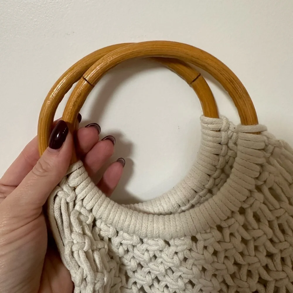 Cream Macramé Tote Bag